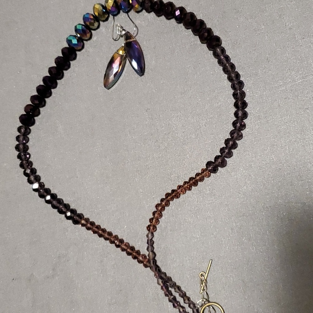 CURATED BY RUAH KIBRIYA: 24" Graduated Purple Crystal Necklace W/Earrings